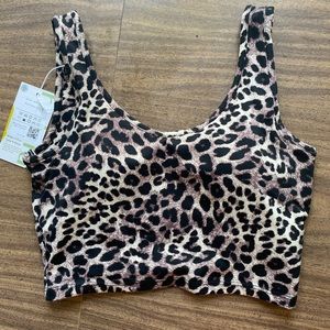 Halara Bra Crop Top Tank Leopard Print